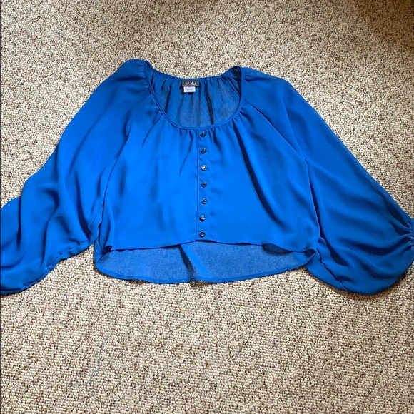 Dots Sheer Blue Crop Top - Picture 2 of 2